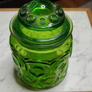 Emerald Green Moon Ans Stars Glass Jar with Lid (111)